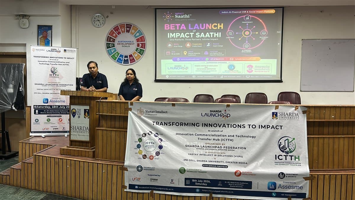 Gitanjali Kushwaha presenting at the podium — Beta Launch